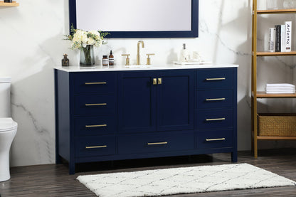 60 inch Single bathroom vanity in blue