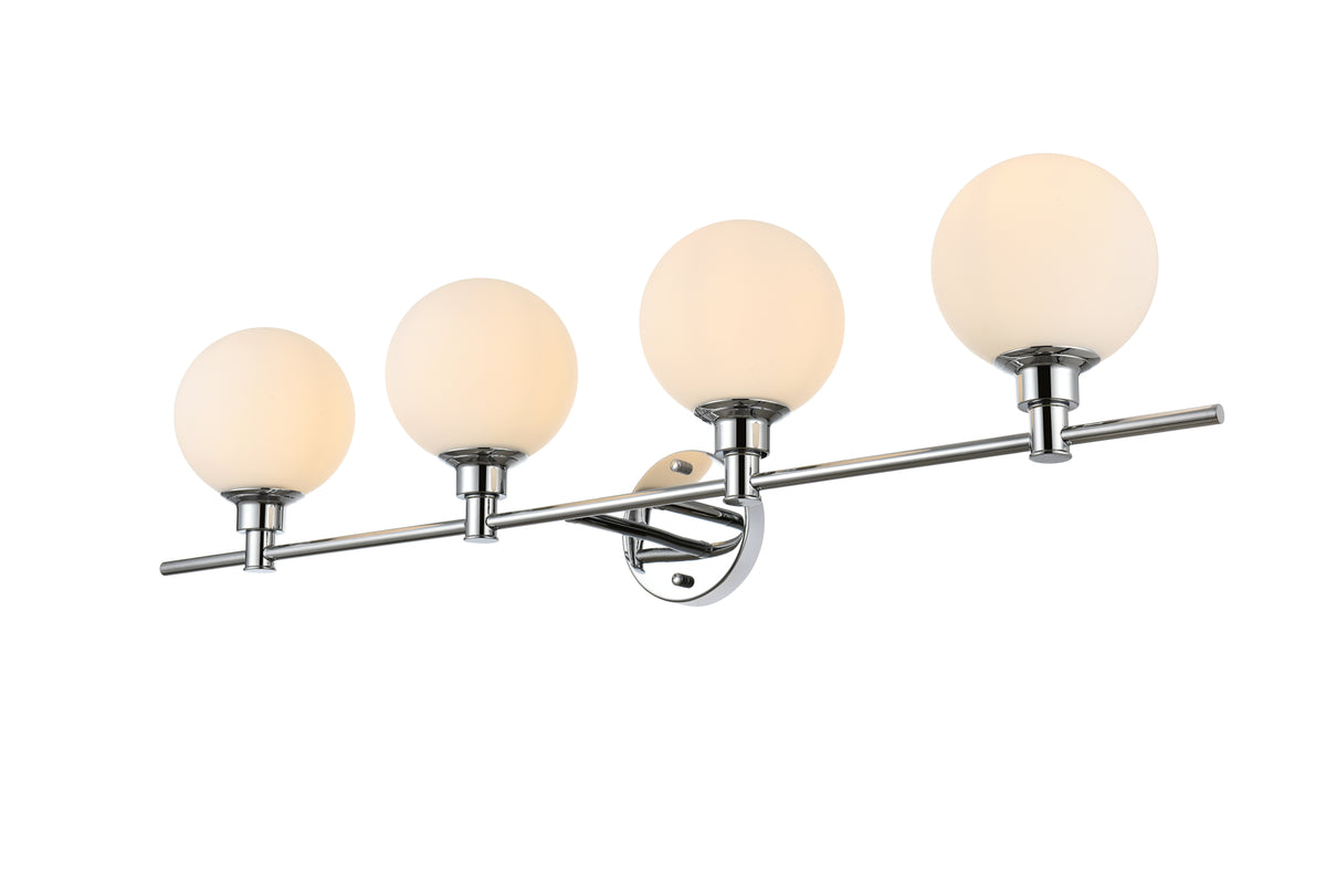 Cordelia 4 light Chrome and frosted white Bath Sconce