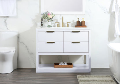 42 inch Single bathroom vanity in white with backsplash