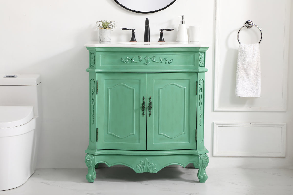 32 inch Single bathroom vanity in vintage mint