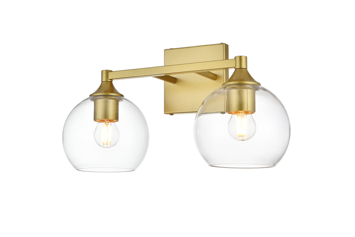 Foster 2 light Brass and Clear Bath Sconce