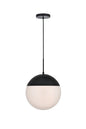 Eclipse 1 Light Black Pendant With Frosted White Glass