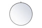 Metal frame round mirror with decorative hook 39 inch in Black