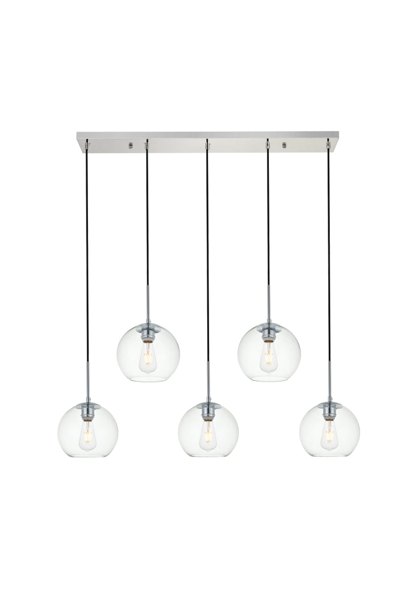 Baxter 5 Lights Chrome Pendant With Clear Glass