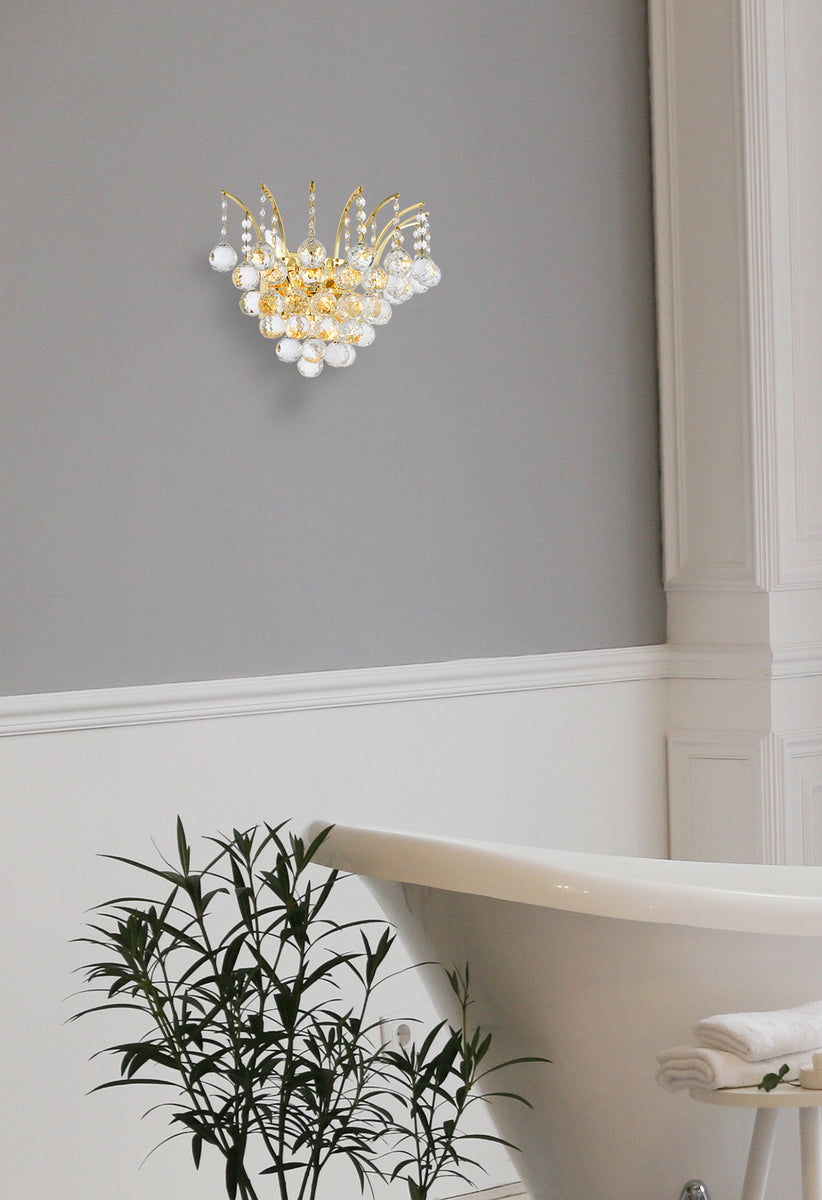 Victoria 3 light Gold Wall Sconce Clear Royal Cut Crystal