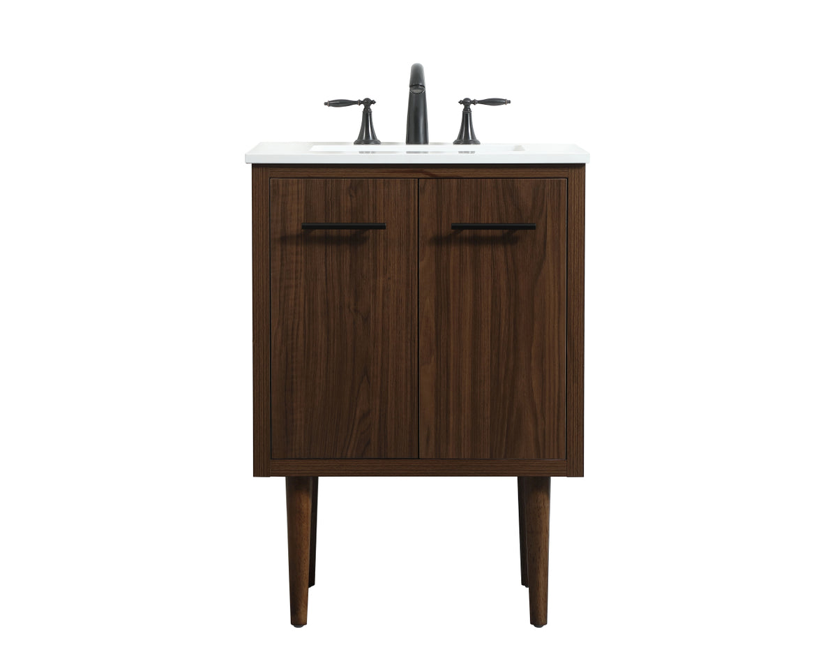 24 inch Single bathroom vanity in walnut