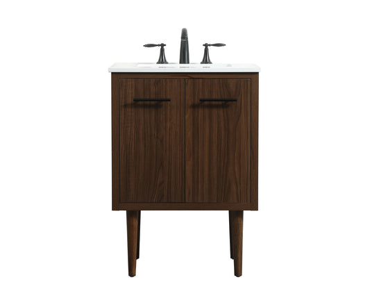 24 inch Single bathroom vanity in walnut