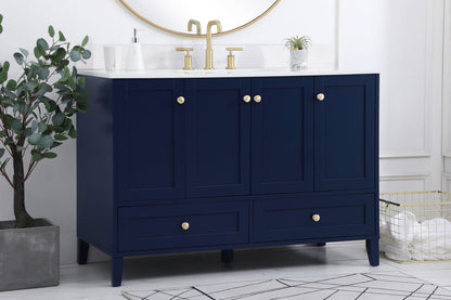 48 inch Single Bathroom Vanity in Blue with Backsplash