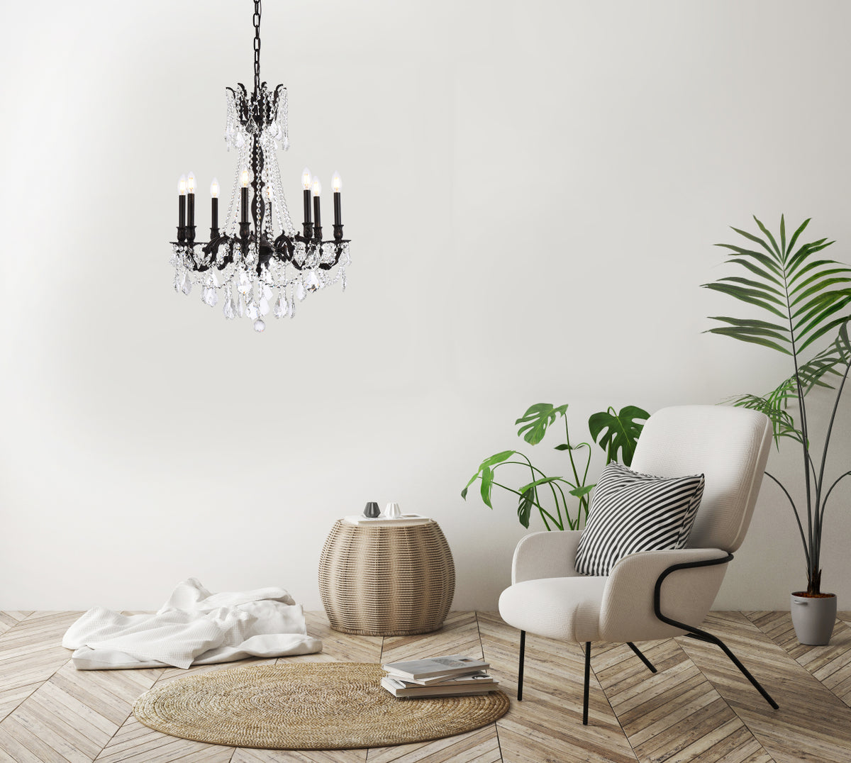 Rosalia 8 light Dark Bronze Chandelier Golden Teak (Smoky) Royal Cut Crystal