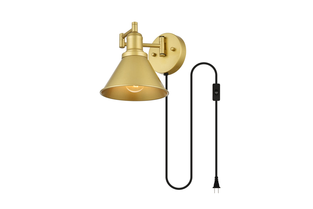 Jair 1 light Brass swing arm plug in wall sconce