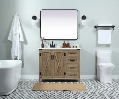 42 inch Single bathroom vanity in natural oak with backsplash