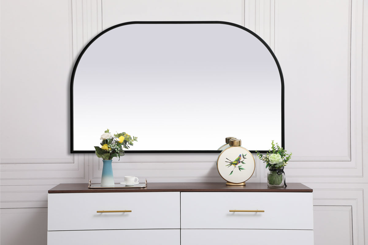 Metal Frame Arch Mirror 39x24 Inch in Black