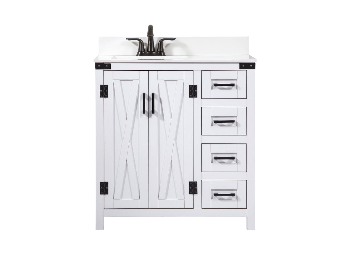 32 inch Single bathroom vanity in white with backsplash