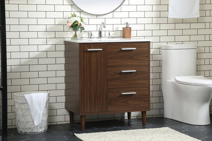 30 inch bathroom vanity in Walnut