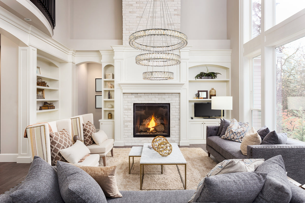 Monroe 32 inch LED triple ring chandelier in black