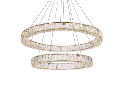 Monroe 36 inch LED double ring chandelier in gold