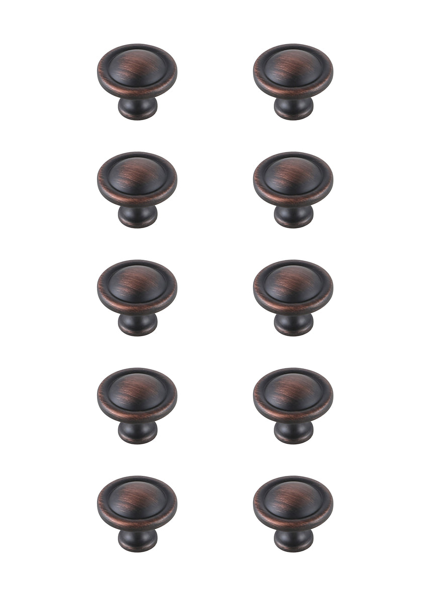 Garlande 1.2" Diameter Oil-rubbed Bronze Mushroom Knob Multipack (Set of 10)