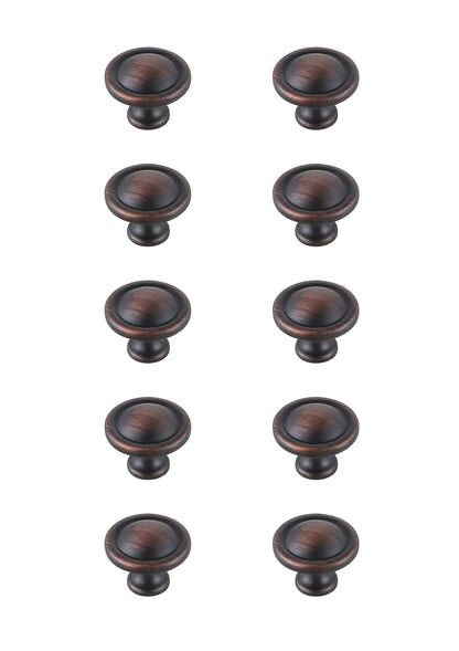 Garlande 1.2" Diameter Oil-rubbed Bronze Mushroom Knob Multipack (Set of 10)