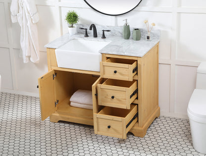 42 inch Single bathroom vanity in natural wood with backsplash