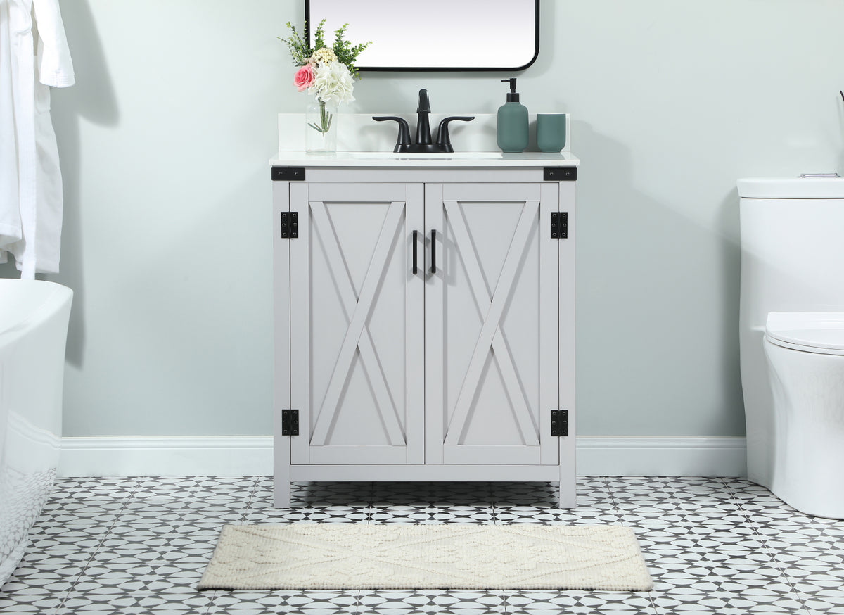 30 inch Single bathroom vanity in grey with backsplash
