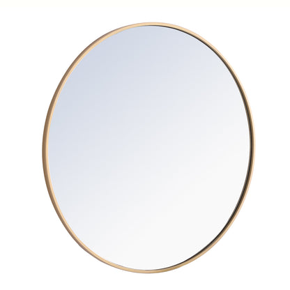 Metal frame Round Mirror 32 inch Brass finish