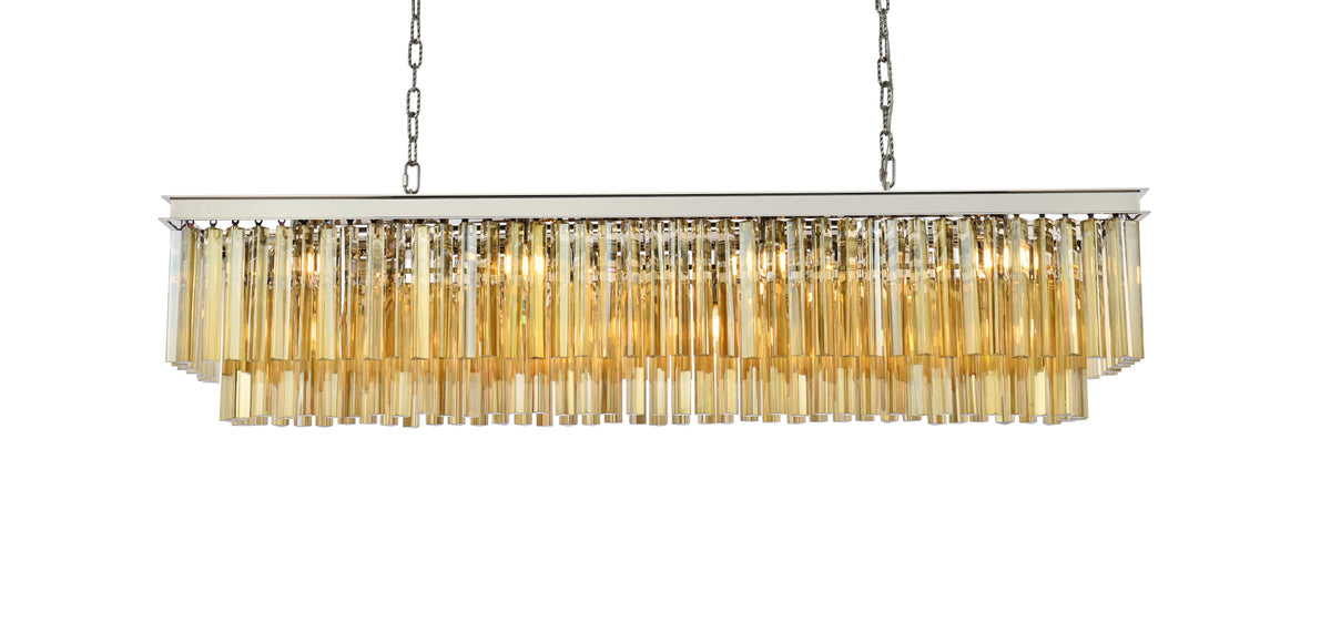 Sydney 12 light polished nickel Chandelier Golden Teak (Smoky) Royal Cut Crystal