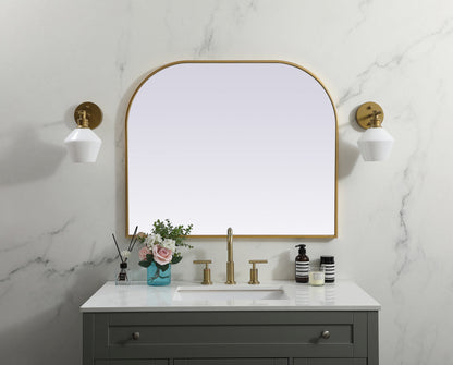 Metal Frame Arch Mirror 36x30 Inch in Brass