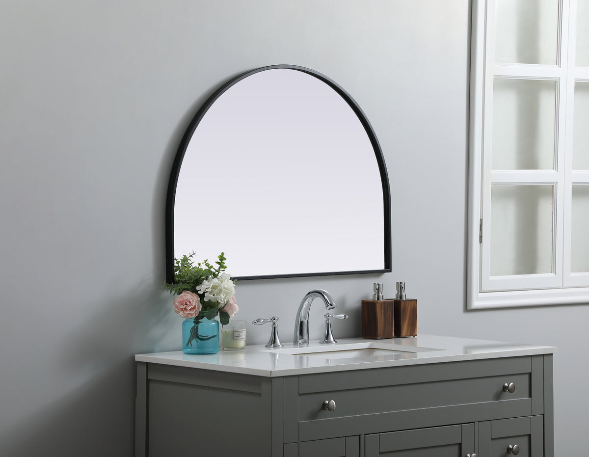 Metal Frame Arch Mirror 33x24 Inch in Black
