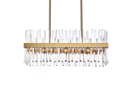 Serephina 30 inch crystal rectangle chandelier light in satin gold