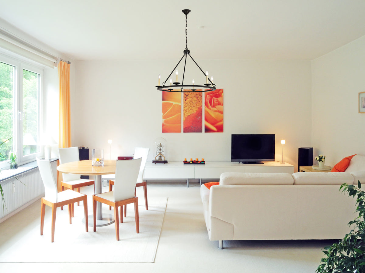 Maine Collection Chandelier D32.4 H23.25 Lt:6 Black Finish