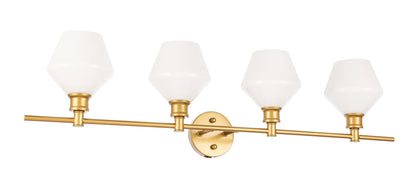 Gene 4 light Brass and Frosted white glass Wall sconce