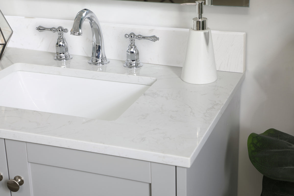 30 inch Single Bathroom Vanity in Grey with Backsplash