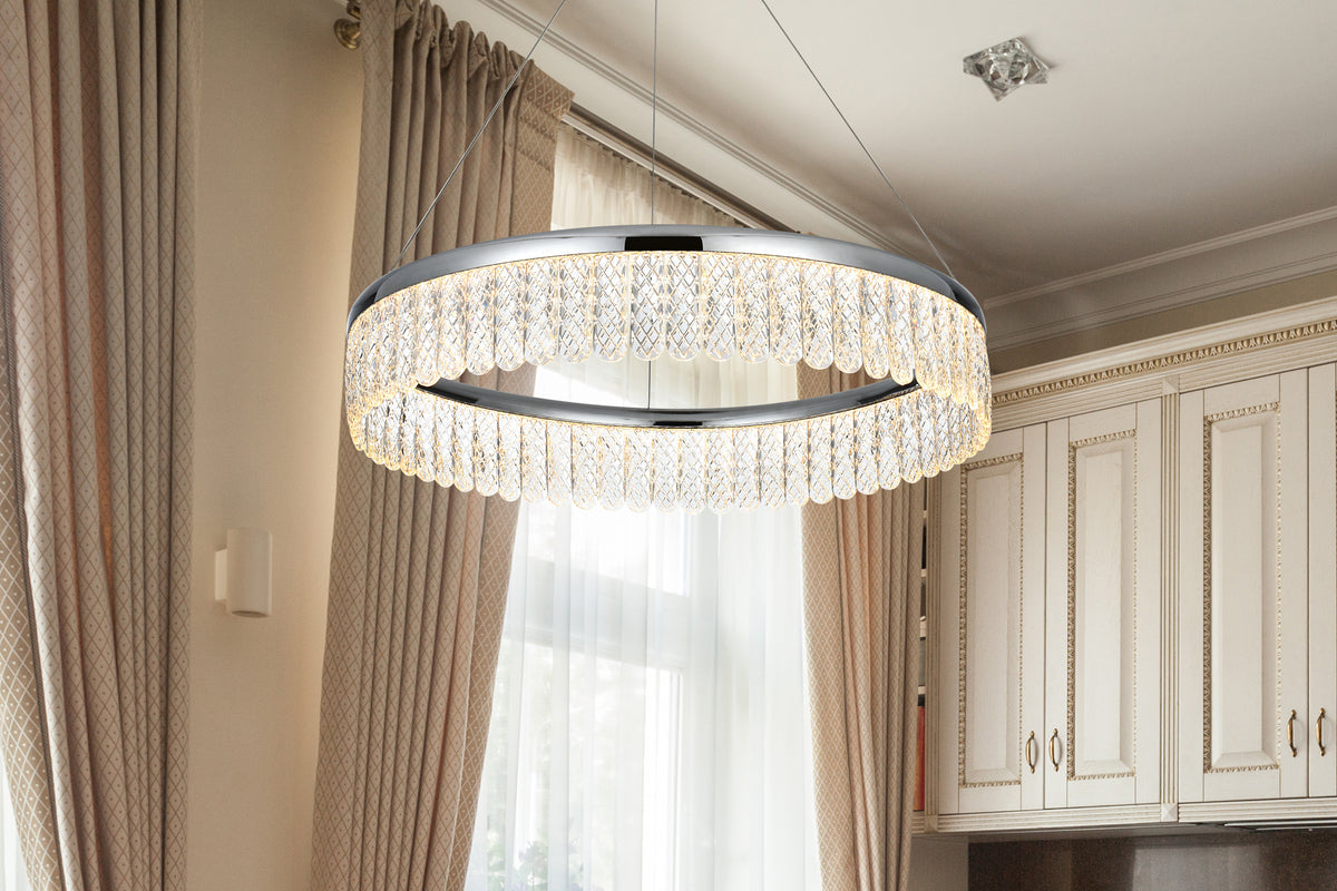 Rune 24 inch Adjustable LED chandelier in Chrome