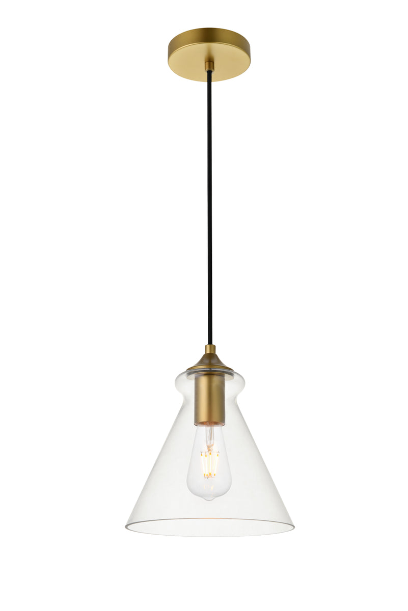 Destry 1 Light Brass Pendant With Clear Glass
