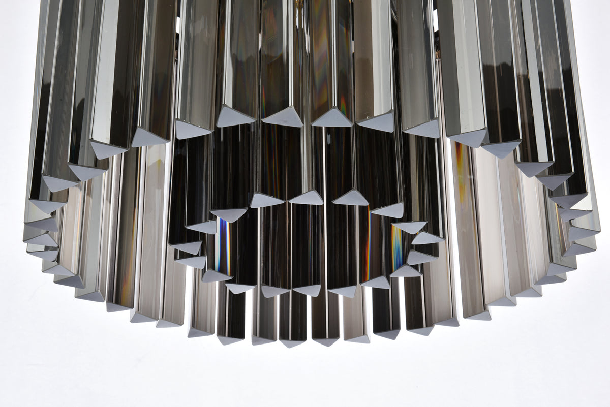 Sydney 6 light Matte Black Flush Mount Silver Shade (Grey) Royal Cut Crystal