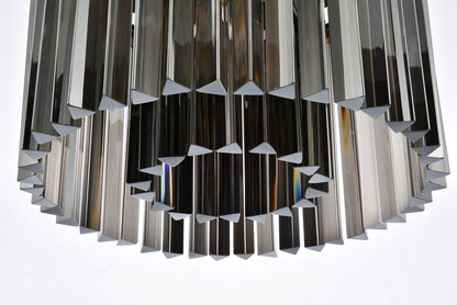 Sydney 6 light Matte Black Flush Mount Silver Shade (Grey) Royal Cut Crystal