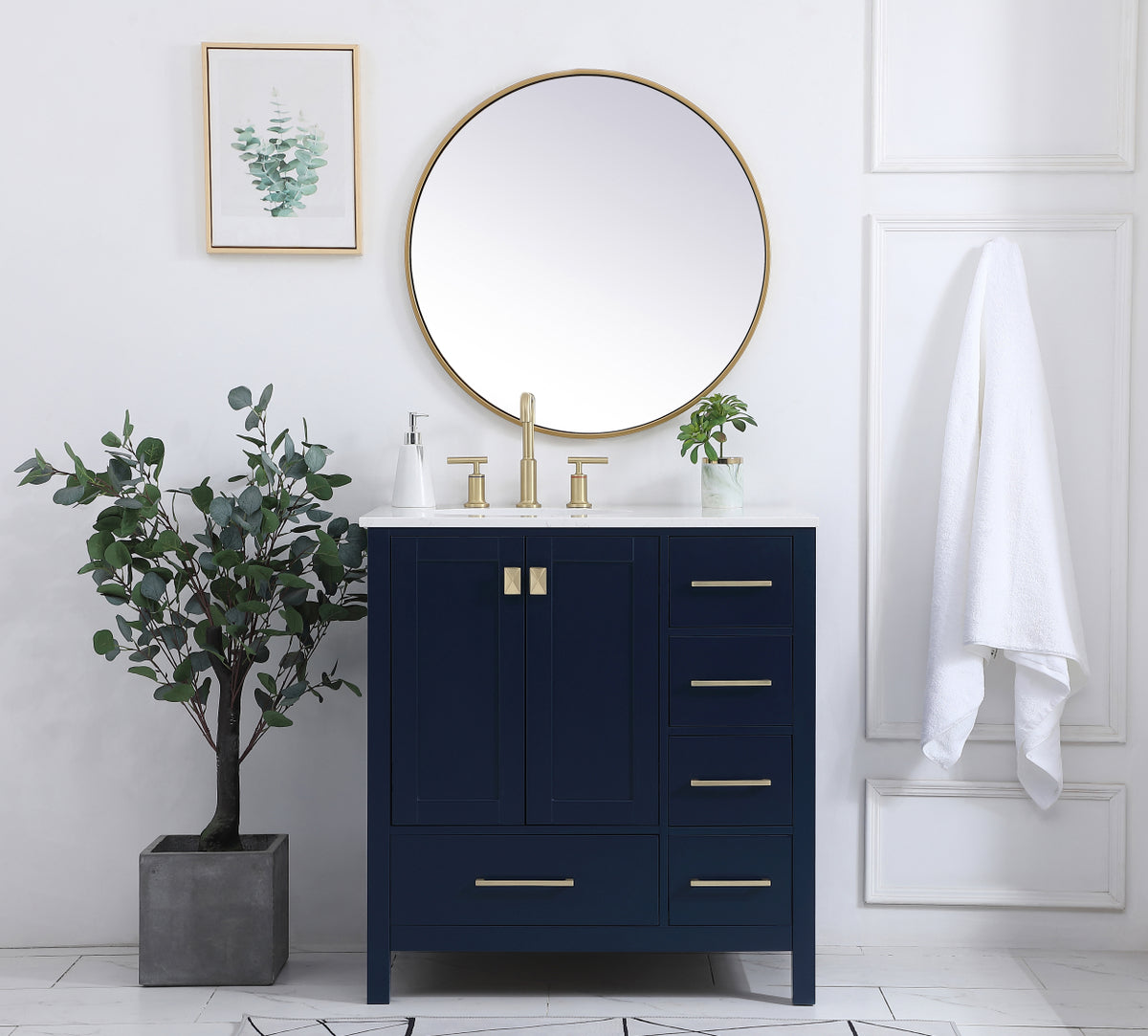 32 inch Single Bathroom Vanity in Blue