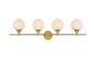 Cordelia 4 light Brass and frosted white Bath Sconce
