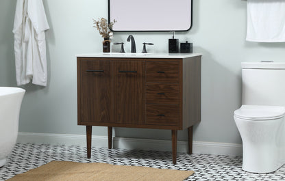 36 inch Single bathroom vanity in walnut