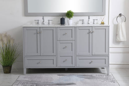 60 inch Double Bathroom Vanity in Grey