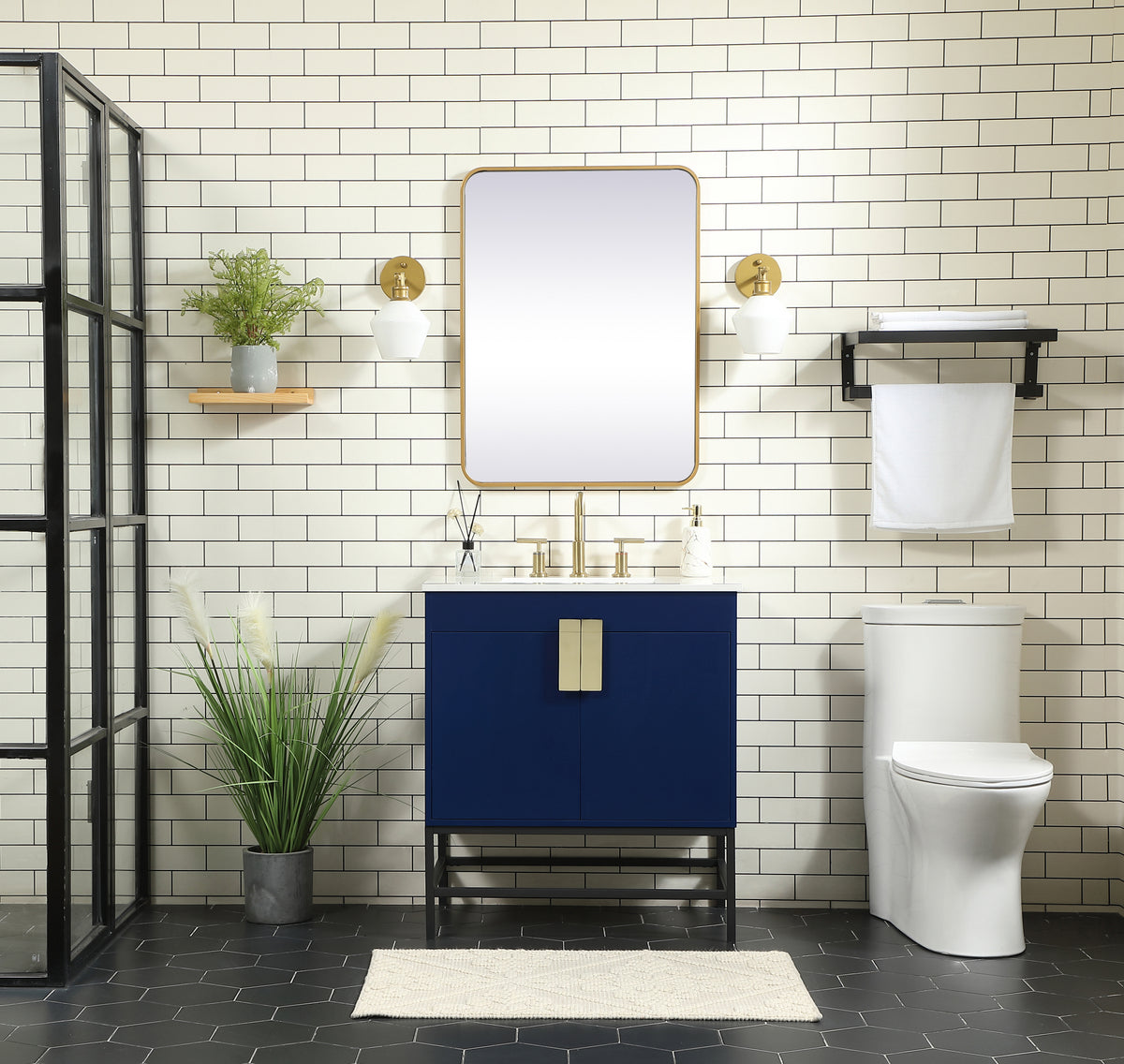 30 inch Single bathroom vanity in blue