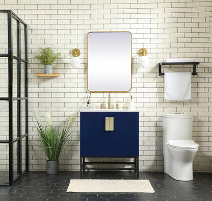 30 inch Single bathroom vanity in blue