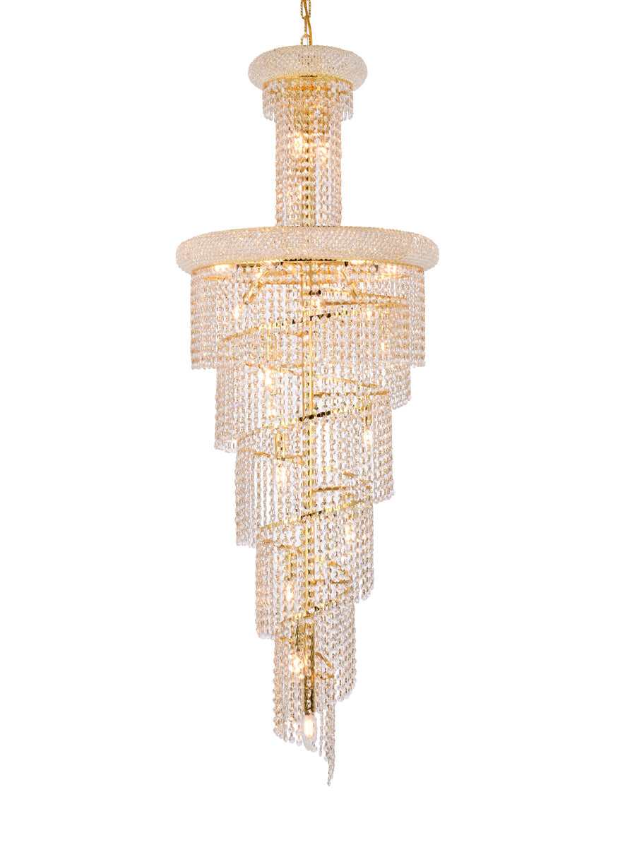 Spiral 22 light Gold Chandelier Clear Royal Cut Crystal