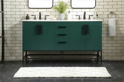 60 inch double bathroom vanity in green