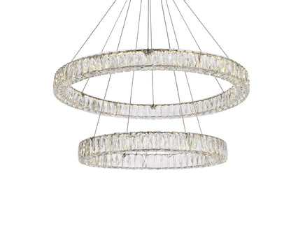 Monroe 36 inch LED double ring chandelier in chrome
