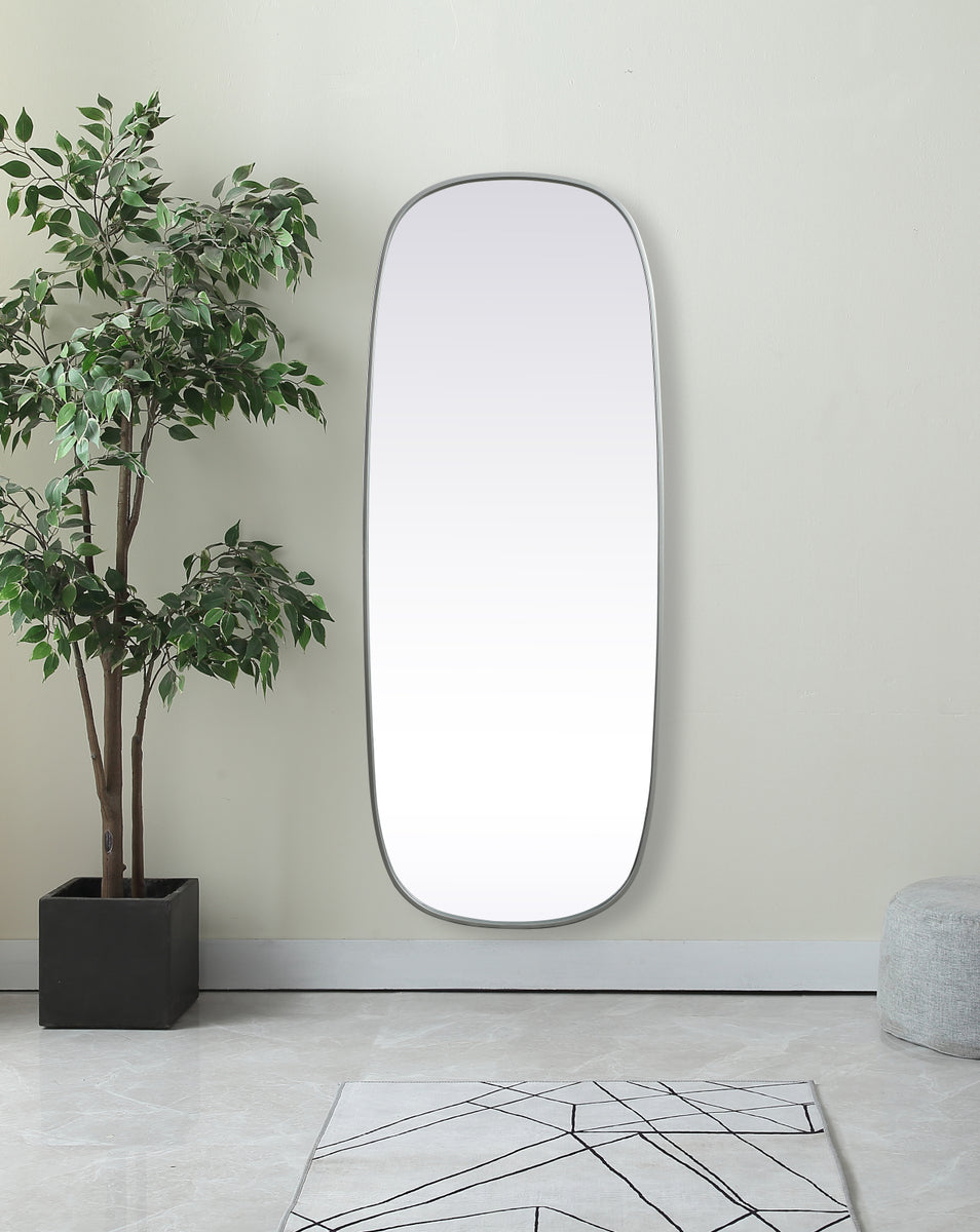 Metal Frame Oval Mirror 24x60 Inch in Silver