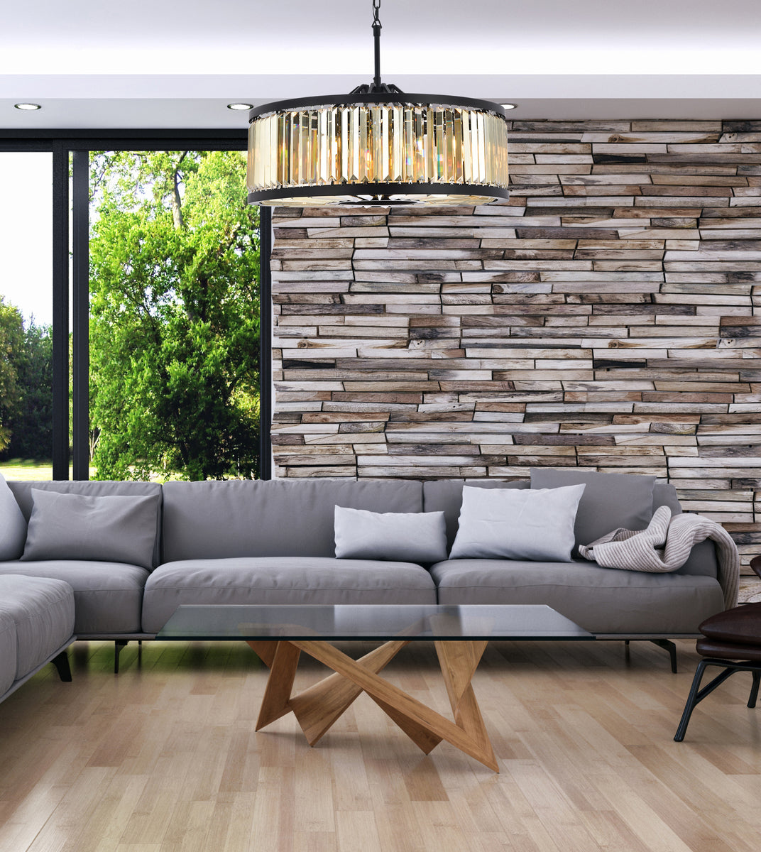 Chelsea 10 light Matte Black Chandelier Golden Teak (Smoky) Royal Cut Crystal