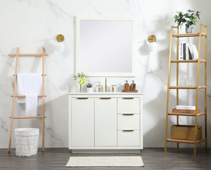 42 inch Single bathroom vanity in white with backsplash