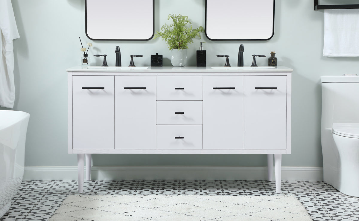 60 inch Single bathroom vanity in white