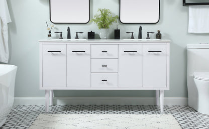 60 inch Single bathroom vanity in white
